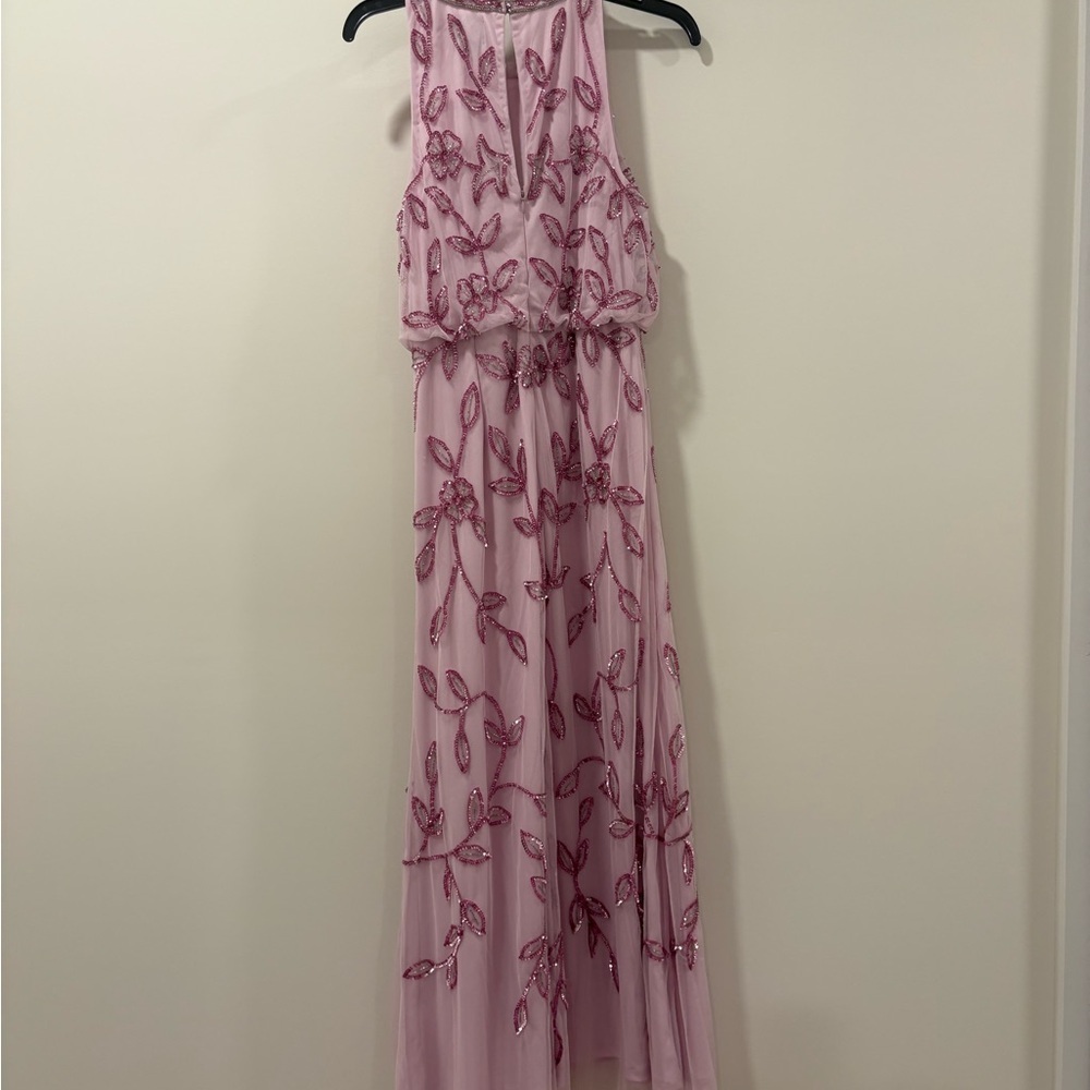 Adrianna Papell Blouson Mermaid Gown with Jasmine Beading in Pink Lace - Picture 6 of 11
